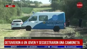 Cuerpo calcinado en Cerrito: Detuvieron a un joven y secuestraron una camioneta