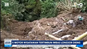 5 Motor Wisatawan Tertimbun Imbas Longsor Dieng