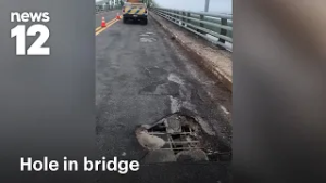 На видео видна дыра и отсутствующий бетон на мосту, ведущем на остров Файр-Айленд | News 12