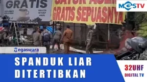 USAI DISENTIL PRESIDEN, SATPOL PP BOGOR TERTIBKAN SPANDUK LIAR
