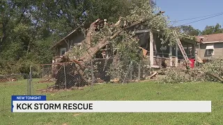 Neighbor saves man after tree collapses on KCK home