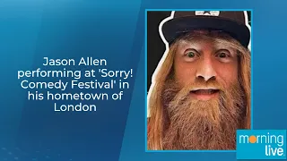 Jason Allen performing at 'Sorry! Comedy Festival' in his hometown of London