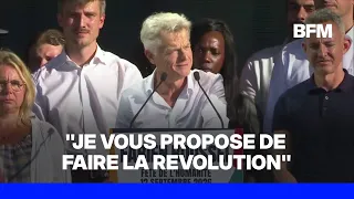 Fabien Roussel, candidat PCF à la présidentielle, s'exprime lors de la Fête de l'Humanité