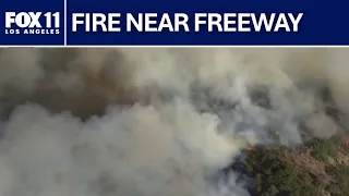 Brush fire sparks along 405 Freeway in Brentwood
