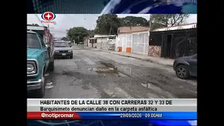 Habitantes de la calle 38 con carreras 32 y 33 de Barquisimeto denuncian daño en la capa asfáltica