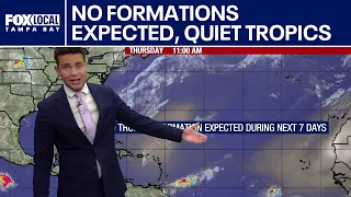 Quiet tropics, no formations expected