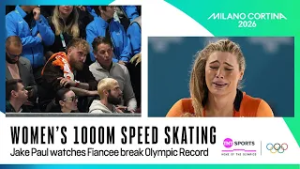 Jake Paul watches on as fiancee Jutta Leerdam breaks Olympic record ? | Winter Olympics 2026