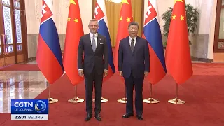 Xi Jinping hosts a welcome ceremony for the Slovak president