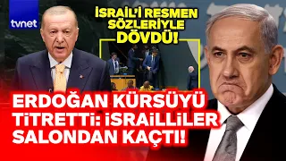 Erdoğan İsrail'i dünyanın gözü önünde rezil etti: Bakın salondan nasıl kaçtılar!
