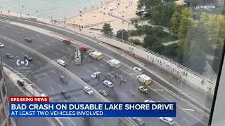 Emergency crews respond to serious crash on DuSable Lake Shore Drive downtown Chicago