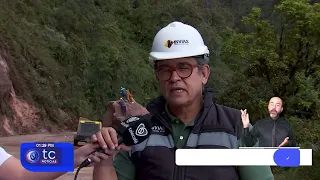 Rock removal continues on the Manizales-Bogotá highway following landslides