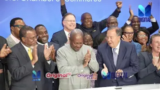 Ghana is OPEN for business, Prez Mahama declares after ringing the NASDAQ stock exchange bell in NY