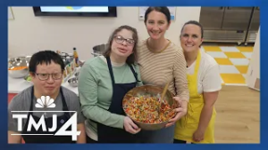 Adults with disabilities learn cooking skills at unique teaching kitchen