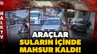 AYDIN’I SAĞANAK BÖYLE VURDU! Caddeleri su bastı, araçlar mahsur kaldı, yollar göle döndü!