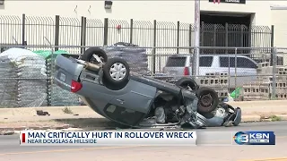 Rollover crash in east Wichita critically injures man