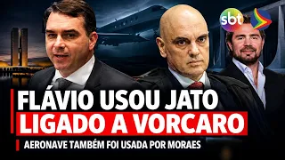 Did Flávio Bolsonaro travel on a jet linked to Vorcaro before Moraes' flight?