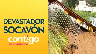 SISTEMA FRONTAL: Casa quedó colgando en Corral tras socavón por lluvias - Contigo en la Mañana