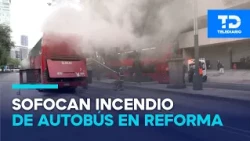 Passenger bus catches fire on Paseo de la Reforma in Mexico City; it was traveling from Oaxaca