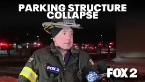 Dearborn parking structure collapses, man trapped inside