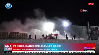 Flames engulf factory yard!