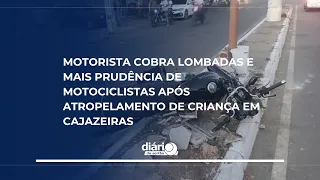 Driver demands speed bumps and more caution from motorcyclists after child is struck in Cajazeiras