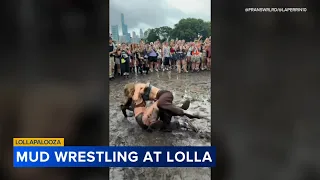 Mud wrestling goes viral at Lollapalooza Chicago 2026