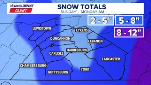 Weather Impact Alert Sunday through Monday morning as a winter storm brings our next round of snow