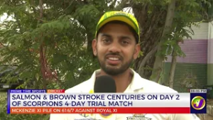 Salmon & Brown Stroke Centuries on Day 2 of Scorpions 4-Day Trial Match | TVJ Sports
