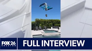 Richmond woman talks with FOX 26 after Amazon drone delivery is delivered in swimming pool
