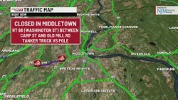Tanker truck crash shuts down busy portion of Washington Street in Middletown