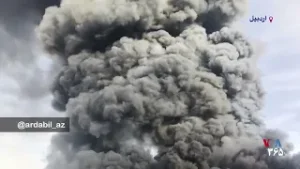 آتش‌سوزی سردخانه در حال احداث در اردبیل