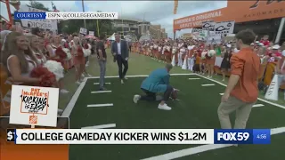 Zionsville native wins $1.2 million in Pat McAfee’s kicking contest, donates half to Indianapolis ch