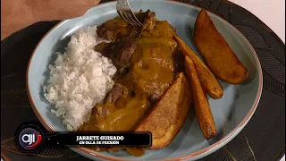 Jarrete guisado en olla de presión | Steak de pulpa con salsa de vegetales tatemados | Ají