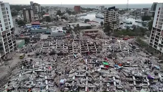 Drone footage shows collapsed housing complex in Venezuela