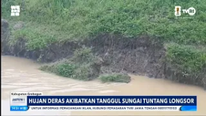 Hujan Deras Akibatkan Tanggul Sungai Tuntang Longsor