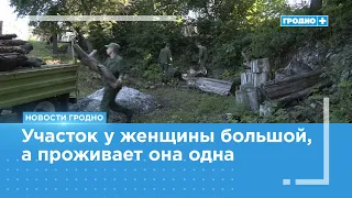 Military personnel and BRSM volunteers cleared 4 truckloads of trash from a Grodno resident's yard