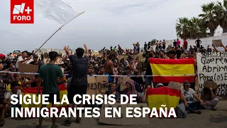 Migrants Demand Asylum During Protest on a Beach in Ceuta