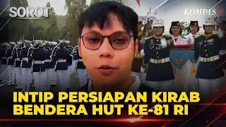 Momen Apel Pasukan Jelang Kirab Bendera Merah Putih dari Monas ke Istana di acara HUT ke-81 RI