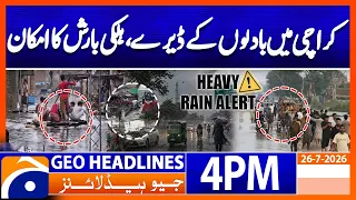 Clouds Gather Over Karachi, Light Rain Expected | Geo News 4 PM Headlines