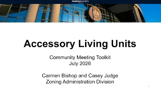 Zoning Ordinance Amendment for Accessory Living Units: Community Presentation