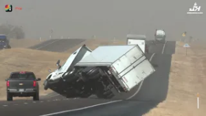 High Winds Flip Semi Near Dumas, TX