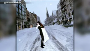 Couple ties knot on snowy Boston streets mid-blizzard