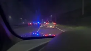 Driver arrested after police officer hit on freeway