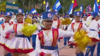 Presentación del Centro Educativo de Ticuantepe, con la participación de la banda y gimnasia rítmica