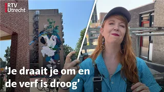 Nina werkt in enorme hitte aan enorme muurschildering | RTV Utrecht