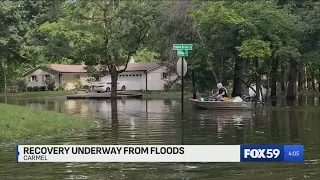 Streets and lawns flooded in Carmel