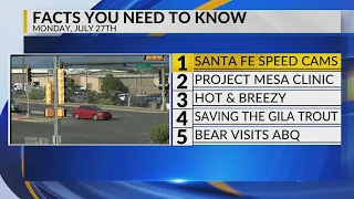 KRQE Newsfeed: Santa Fe speed cams, UNM program, Hot and breezy, Gila trout, Bear in ABQ