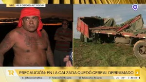 Un camión que transportaba cereal volcó sobre la banquina de la autopista a Córdoba