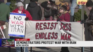 People gather in New Haven to protest military action in Iran