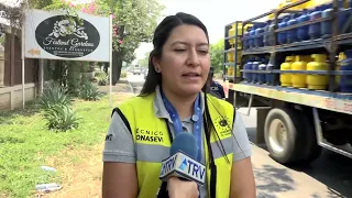 Road safety equipment is being distributed to drivers of cars and motorcycles in San Miguel
